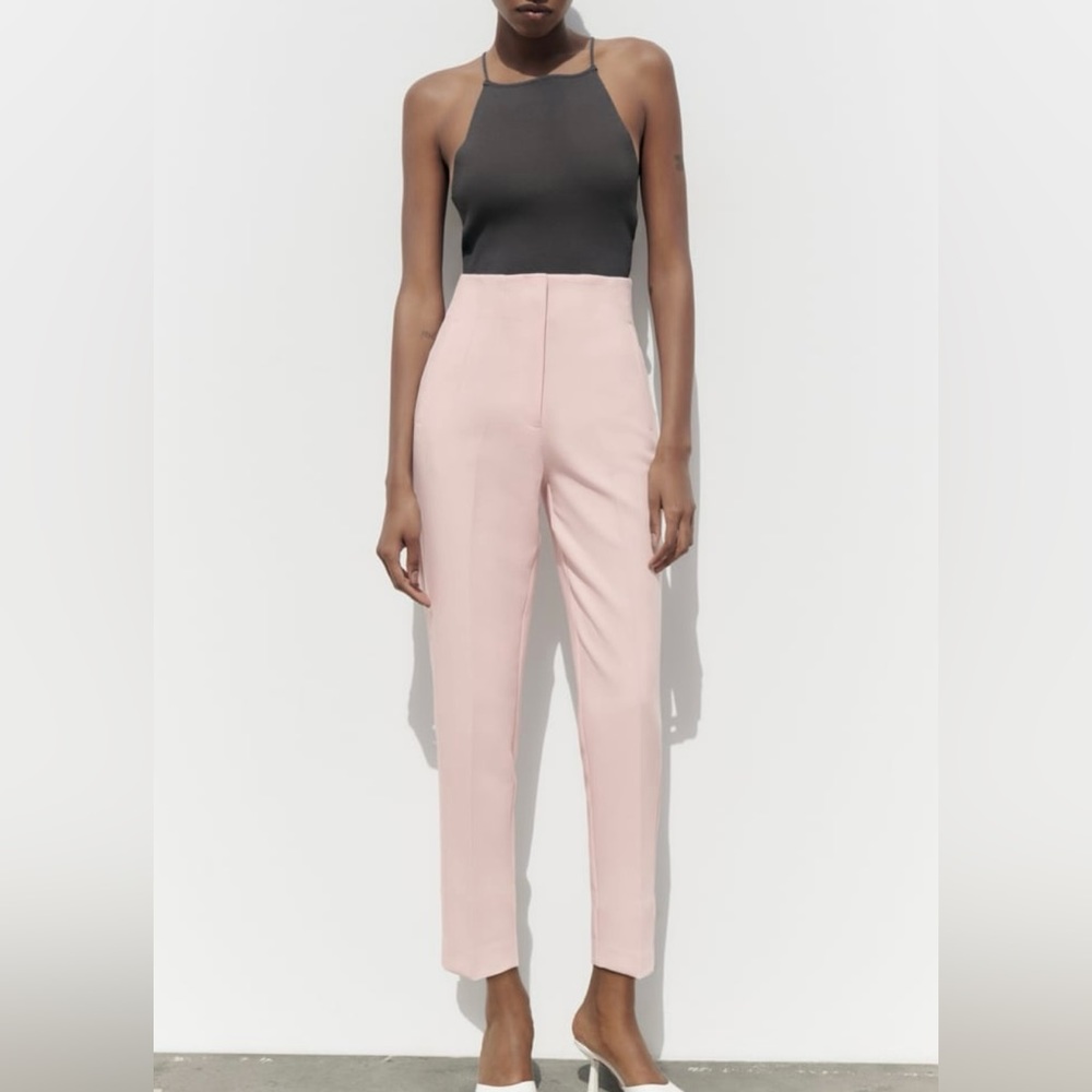 Zara Pink High-Waisted Trousers